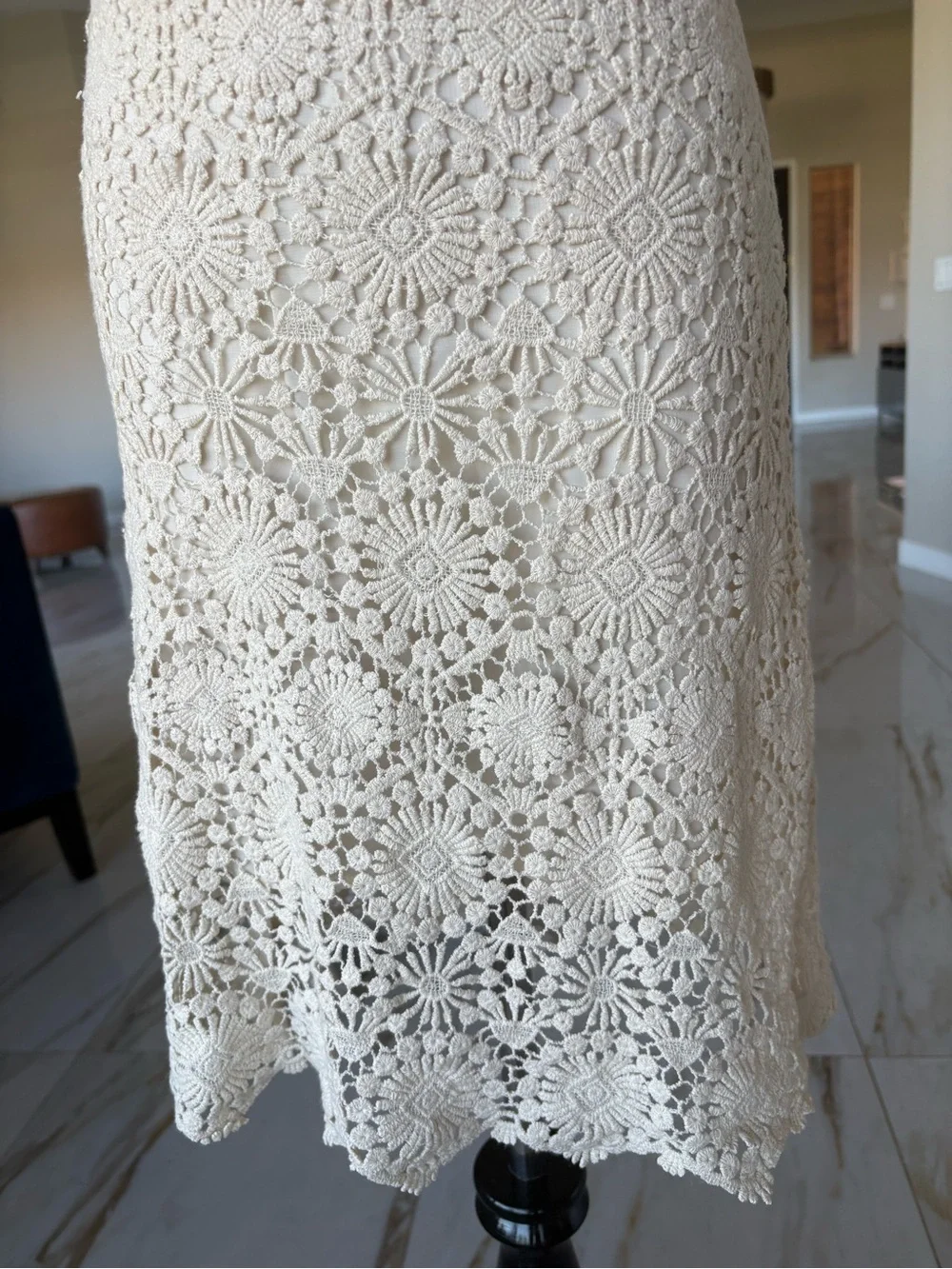 Tory Burch $498 Cream Crochet Lace Trixy Midi Dress Elegant Summer Dress S 2